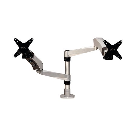 3M Easy-Adjust Desk Dual Arm Mount for 27" Monitors, Silv, Supports 20 lb MA265S